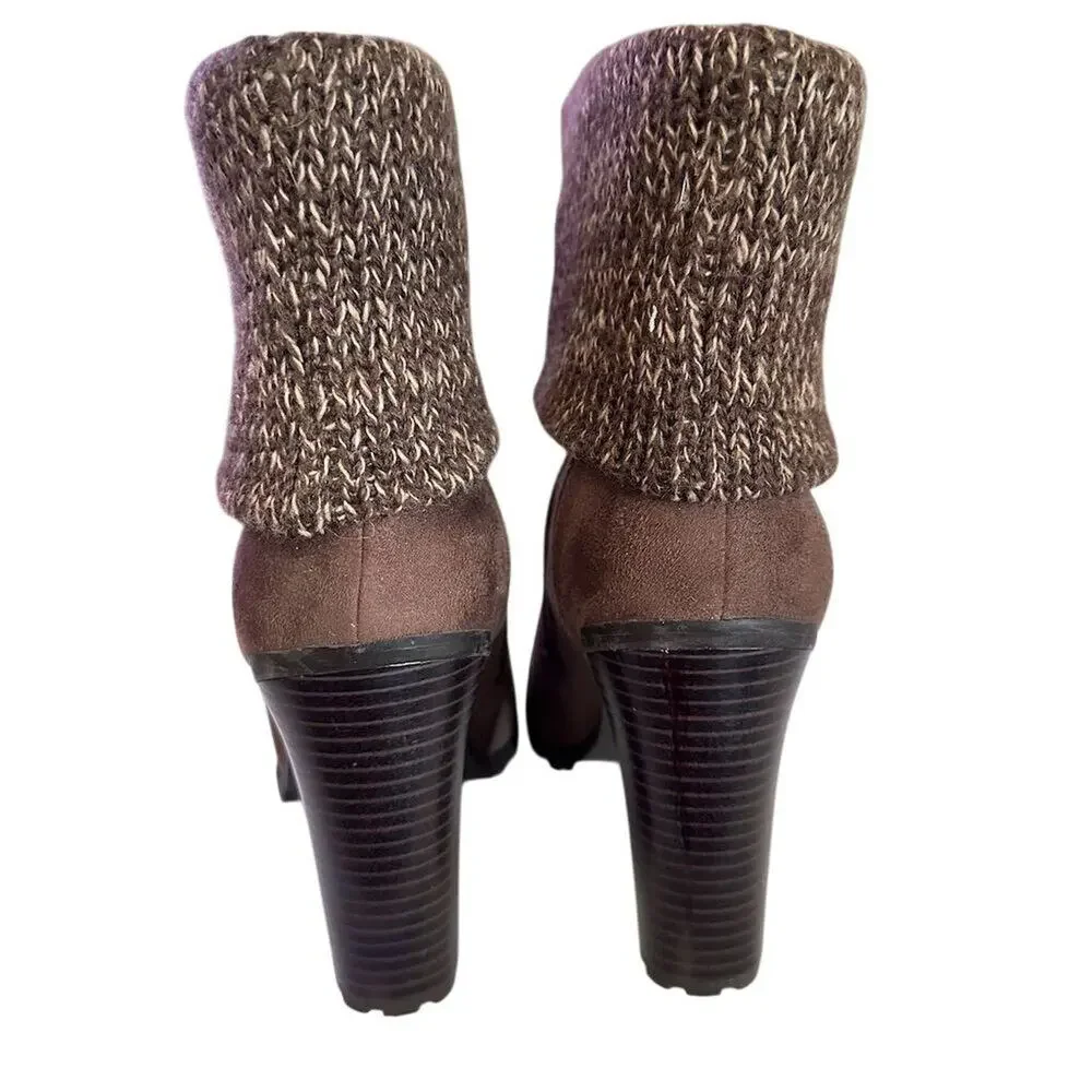 Leila Stone Jarae Women's‎ Brown Ankle Bootie Heel Size 8.5 Casual Block Heel - Picture 7 of 12